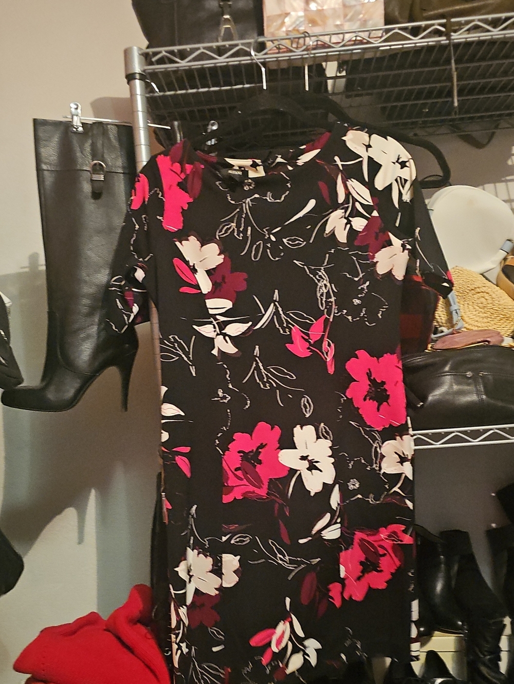 Alfani Black Pink Floral Print Dress